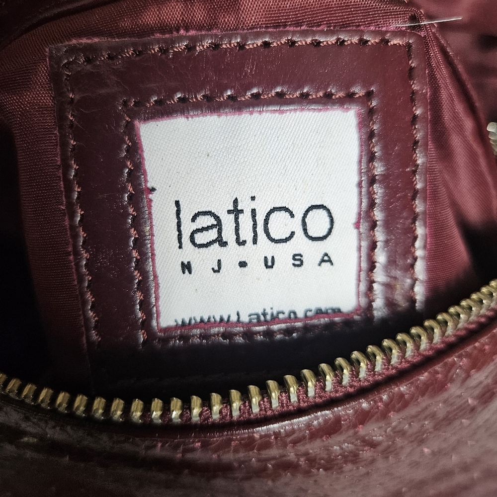 Latico NJ - USA Soft Leather Burgundy Dots Glazed  Backpack Purse Made In India - Picture 4 of 7
